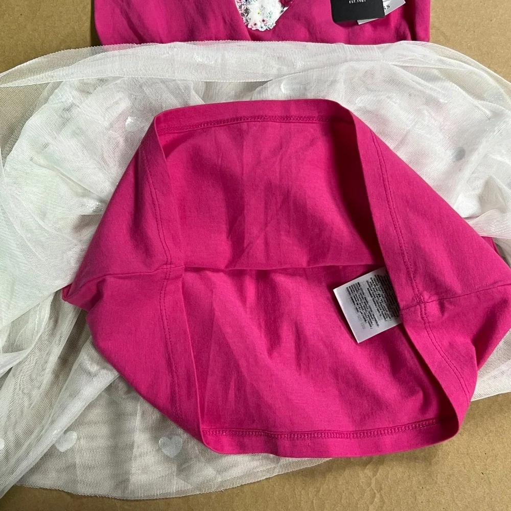 Guess‎ Kids Girls Pink Heart Tulle Dress 3 Years 3t Valentines Dress Cute *see